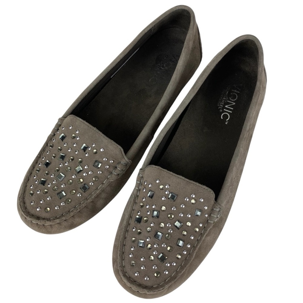 Vionic Athens Loafers Slip on Moccasins Taupe Gray Leather Women’s Size 7.5 - Picture 12 of 13